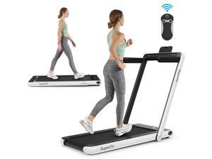2.25HP 2 in 1 Folding Jogging Treadmill Machine Dual Display W/Speaker Bluetooth White 2.25HP 2 in 1 Folding Jogging Treadmill Machine Dual Display W/Speaker Bluetooth White