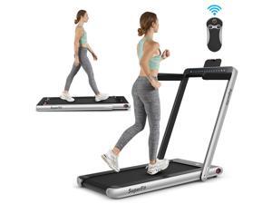 2.25HP 2 in 1 Dual Display Folding Treadmill Jogging Machine W/Bluetooth Speaker 2.25HP 2 in 1 Dual Display Folding Treadmill Jogging Machine W/Bluetooth Speaker