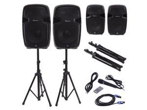 Dual 12" 2-way 2000W Powered Speakers w/ Bluetooth Mic Speaker Stands Control Dual 12" 2-way 2000W Powered Speakers w/ Bluetooth Mic Speaker Stands Control