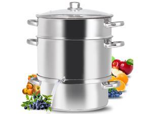 11-Quart Stainless Steel Fruit Juicer Steamer Stove Top w/ Tempered Glass Lid 11-Quart Stainless Steel Fruit Juicer Steamer Stove Top w/ Tempered Glass Lid