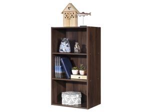 3 Open Shelf Bookcase Modern Multi-functional Storage Display Cabinet Walnut 3 Open Shelf Bookcase Modern Multi-functional Storage Display Cabinet Walnut