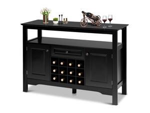 Storage Buffet Sever Cabinet Sideboard Table Wood Wine Rack Kitchen Dining Black Storage Buffet Sever Cabinet Sideboard Table Wood Wine Rack Kitchen Dining Black