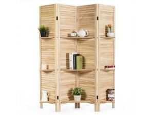 4 Panel Folding Room Divider Screen W/3 Display Shelves 5.6 Ft Tall White 4 Panel Folding Room Divider Screen W/3 Display Shelves 5.6 Ft Tall White
