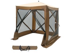 72”x 72” Portable Pop Up 4 Sided Canopy Instant Gazebo Screen Tent Shelter Brown 72”x 72” Portable Pop Up 4 Sided Canopy Instant Gazebo Screen Tent Shelter Brown