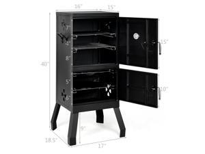 Vertical Charcoal Smoker BBQ Barbecue Grill w/ Temperature Gauge Outdoor Black Vertical Charcoal Smoker BBQ Barbecue Grill w/ Temperature Gauge Outdoor Black