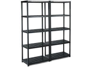 2 PCS 5-Tier Ventilated Shelving Storage Rack Free Standing Multi-Use Shelf Unit 2 PCS 5-Tier Ventilated Shelving Storage Rack Free Standing Multi-Use Shelf Unit