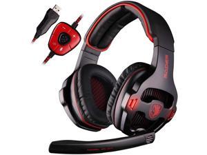 SADES USB 7.1 Stereo Surround Sound Gaming Headset with Mic LED Light Noise Cancelling Gamer Headphones with Volume-Control for PC Mac Computer Games (Red) SADES USB 7.1 Stereo Surround Sound Gaming Headset with Mic LED Light Noise Cancelling Gamer Headphones with Volume-Control for PC Mac Computer Games (Red)