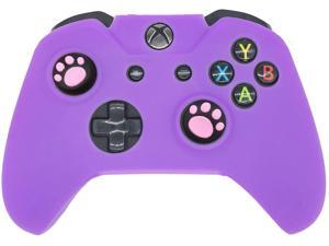 BRHE Skin for Xbox One Controller Anti-Slip Silicone Cover Protector Case Accessories Set for Microsoft Xbox 1 Wireless/Wired Gamepad Joystick with 2 Cat Paw Thumb Grips Caps (Purple)