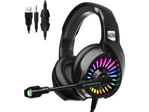 ZIUMIER Gaming Headset with Microphone, PS4 Headset Xbox One Headset with RGB Light, Wired PC Headset with 7.1 Stereo Surround Sound, Over-Ear Headphones for PC, PS4, Xbox One, Laptop ZIUMIER Gaming Headset with Microphone, PS4 Headset Xbox One Headset with RGB Light, Wired PC Headset with 7.1 Stereo Surround Sound, Over-Ear Headphones for PC, PS4, Xbox One, Laptop