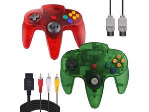 ZeroStory Classic N64 Controller, Wired N64 Controller Joystick with 5.9 Ft N64 AV Cable for N64 Video Game Console (Transparent Red and Jungle Green) ZeroStory Classic N64 Controller, Wired N64 Controller Joystick with 5.9 Ft N64 AV Cable for N64 Video Game Console (Transparent Red and Jungle Green)