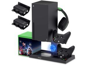 Vertical Stand with Cooling Fan for Xbox Series X, YUANHOT Charging Station Dock with 1400mAh Rechargeable Battery Pack, Dual Controller Charger Ports, Cooler System, Storage for Game and Headset