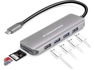 INNOMAX USB-C Hub, MacBook Pro Adapter, 6-in-1 USB C Dongle to USB A Hub with SD/ MicroSD Card Reader, 4 USB 3.0 Ports for MacBook Pro/Air /iPad Pro 2020/ 2019/2018, XPS/USB-C Laptops, More-Gray INNOMAX USB-C Hub, MacBook Pro Adapter, 6-in-1 USB C Dongle to USB A Hub with SD/ MicroSD Card Reader, 4 USB 3.0 Ports for MacBook Pro/Air /iPad Pro 2020/ 2019/2018, XPS/USB-C Laptops, More-Gray