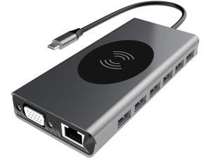 Furgle 15 in 1 USB C Hub Multiport Adapter-Hieha USB-C Docking Station w/4K HDMI VGA Ethernet Wireless Charging 100W PD 3 USB 3.0 SD/TF Card Reader Compatible for MacBook Pro and More Type C Laptops Furgle 15 in 1 USB C Hub Multiport Adapter-Hieha USB-C Docking Station w/4K HDMI VGA Ethernet Wireless Charging 100W PD 3 USB 3.0 SD/TF Card Reader Compatible for MacBook Pro and More Type C Laptops