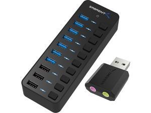 Sabrent 60W 10-Port USB 3.0 Hub + USB External Stereo Sound Adapter Sabrent 60W 10-Port USB 3.0 Hub + USB External Stereo Sound Adapter