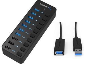 Sabrent 60W 10-Port USB 3.0 Hub + 22AWG 3 Feet USB 3.0 Extension Cable Sabrent 60W 10-Port USB 3.0 Hub + 22AWG 3 Feet USB 3.0 Extension Cable