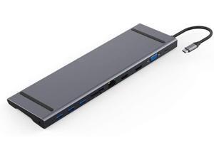 USB C Multiport Hub Adapter 11 in 1 Type C Dongle with 2 4K HDMI Ethernet VGA Power Delivery 3 USB 3.0 Ports Audio and SD/TF Card Reader for MacBook Pro Air Surface Go and More USB C Multiport Hub Adapter 11 in 1 Type C Dongle with 2 4K HDMI Ethernet VGA Power Delivery 3 USB 3.0 Ports Audio and SD/TF Card Reader for MacBook Pro Air Surface Go and More