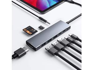 USB C HUB for iPad Pro 9-in-1 Adapter iPad Pro 2021 2020 2018 12.9 11 inch iPad Air 4 Docking Station with 4K HDMI USB-C PD Charging, SD/Micro Card Reader, USB 3.0, 3.5mm Headphone Jack Type C Data USB C HUB for iPad Pro 9-in-1 Adapter iPad Pro 2021 2020 2018 12.9 11 inch iPad Air 4 Docking Station with 4K HDMI USB-C PD Charging, SD/Micro Card Reader, USB 3.0, 3.5mm Headphone Jack Type C Data
