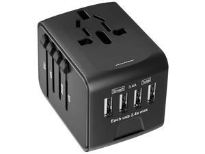 All-In-One World Travel Power Adapter with 4 USB Charging Ports - Black All-In-One World Travel Power Adapter with 4 USB Charging Ports - Black