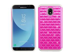 TotalDefense Diamond Hybrid Case for Samsung Galaxy J7 2018  J7 Refine  J7 Star  Hot Pink White