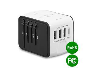 All-In-One World Travel Power Adapter with 4 USB Ports - White All-In-One World Travel Power Adapter with 4 USB Ports - White