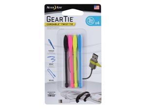 Nite Ize Gear Tie Cordable Twist Tie 3 in. 4 Pack Assorted GTK3-A1-4R7