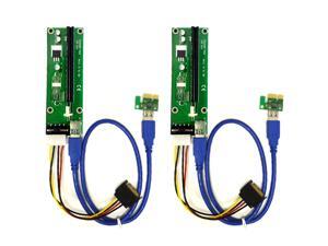 2-Pack PCIe 4-Pin MOLEX PCI-E 16x to 1x Powered Riser Adapter Card w/ 60cm USB 3.0 Extension Cable & MOLEX to SATA Power Cable - GPU Riser Adapter - Ethereum Mining ETH 2-Pack PCIe 4-Pin MOLEX PCI-E 16x to 1x Powered Riser Adapter Card w/ 60cm USB 3.0 Extension Cable & MOLEX to SATA Power Cable - GPU Riser Adapter - Ethereum Mining ETH