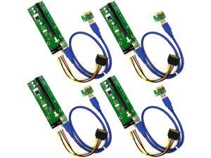 4-Pack PCIe 4-Pin MOLEX PCI-E 16x to 1x Powered Riser Adapter Card w/ 60cm USB 3.0 Extension Cable & MOLEX to SATA Power Cable - GPU Riser Adapter - Ethereum Mining ETH 4-Pack PCIe 4-Pin MOLEX PCI-E 16x to 1x Powered Riser Adapter Card w/ 60cm USB 3.0 Extension Cable & MOLEX to SATA Power Cable - GPU Riser Adapter - Ethereum Mining ETH