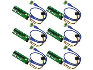 6-Pack USB RISER PCIe 4-Pin MOLEX PCI-E 16x to 1x Powered Riser Adapter Card w/ 60cm USB 3.0 Extension Cable & MOLEX to SATA Power Cable - GPU Riser Adapter - Ethereum Mining ETH 6-Pack USB RISER PCIe 4-Pin MOLEX PCI-E 16x to 1x Powered Riser Adapter Card w/ 60cm USB 3.0 Extension Cable & MOLEX to SATA Power Cable - GPU Riser Adapter - Ethereum Mining ETH