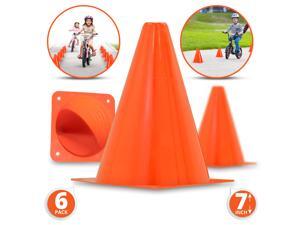Premium 7-Inch Plastic Traffic Cones (6-Pack) | Orange, Multipurpose Construction Theme Party Cones For Various Activities & Events| Perfect For Kid Parties, Indoor, Outdoor & Festive Events
