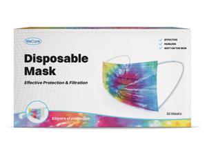 WeCare Protective Face Masks, Box of 50 (each Individually-Wrapped) - Tie Dye WeCare Protective Face Masks, Box of 50 (each Individually-Wrapped) - Tie Dye