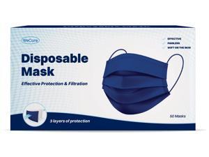 WeCare Protective Face Masks, Box of 50 (each Individually-Wrapped) - Navy Blue WeCare Protective Face Masks, Box of 50 (each Individually-Wrapped) - Navy Blue