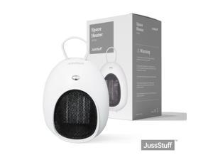JussStuff Space Heater, Portable 500W Personal Heater for Office, Bedroom and Indoor Use - White