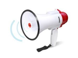 Croove Portable 30 Watt Bullhorn/Megaphone with Siren & Cheering - 800 Yard Range - Powerful and Lightweight - White Croove Portable 30 Watt Bullhorn/Megaphone with Siren & Cheering - 800 Yard Range - Powerful and Lightweight - White