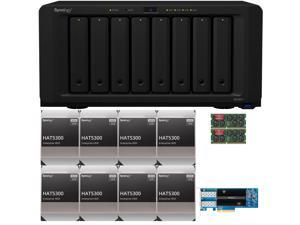 Synology DS1821+ DiskStation with 32GB RAM, an E10G21-F2 10GbE Card and 128TB (8 x 16TB) of Synology Enterprise HAT5300 Drives Fully Assembled and Tested By CustomTechSales
