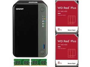 QNAP TS-253D Quad Core 2.7Ghz 2-Bay NAS with 8GB RAM and 16TB (2 x 8TB) of Western Digital RED Plus NAS Drives Fully Assembled and Tested By CustomTechSales