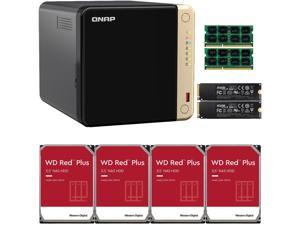 QNAP TS-464 4-Bay NAS with 16GB RAM, 2TB (2 x 1TB) NVME Cache, and 16TB (4 x 4TB) of Western Digital Red Plus Drives Fully Assembled and Tested By CustomTechSales