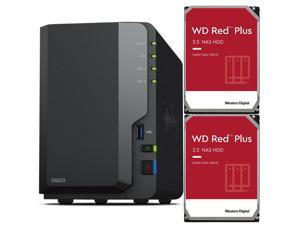 Synology DS223 2-Bay NAS, 2GB RAM, 24TB (2 x 12TB) of Western Digital Red Plus Drives Fully Assembled and Tested By CustomTechSales