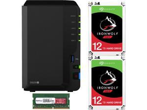 Synology DS220+ DiskStation with 6GB RAM and 24TB (2 x 12TB) of Seagate Ironwolf NAS Drives Fully Assembled and Tested By CustomTechSales