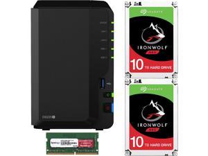 Synology DS220+ DiskStation with 6GB RAM and 20TB (2 x 10TB) of Seagate Ironwolf NAS Drives Fully Assembled and Tested By CustomTechSales