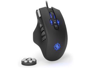 ENHANCE Theorem 2 MMO Gaming Mouse with 13 Programmable Side Buttons - RGB Gaming Mouse with 6 Customizable DPI Settings, 5 Gaming Profiles, Quick Fire Button, USB Ergonomic Wired Mouse - Black