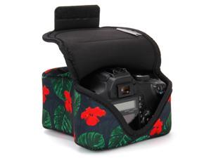 USA GEAR DSLR Camera Case / SLR Camera Sleeve (Tropical) with Neoprene Protection , Holster Belt Loop and Accessory Storage - Compatible With Nikon D3400 / Canon EOS Rebel SL2 / Pentax K-70 & More