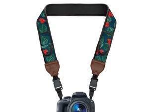 USA GEAR TrueSHOT Camera Strap with Tropical Neoprene Pattern , Accessory Pockets and Quick Release Buckles - Compatible with Canon , Fujifilm , Nikon , Sony and More DSLR , Mirrorless Cameras