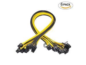 Misskit 6 Pcs 6 Pin PCIe To 8 Pin 62 PCIe Male To Male GPU Power Cable 30cm1181 For Graphic Cards Mining HP Server Breakout Board