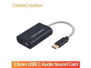 CableCreation Sound Card USB C External Jack 3.5mm Type-C Audio Adapter Microphone For Laptop Headset PS4 Macbook Computer