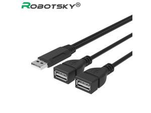 USB2.0 Extension Cable Male to 2 Female Data Sync Charge Cable USB Splitter for Laptop PC Printer Hard Disk