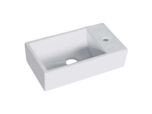 Small White Vessel Sink Vitreous China Rectangle Scratch and Stain Resistant Easy Clean Small White Vessel Sink Vitreous China Rectangle Scratch and Stain Resistant Easy Clean