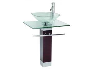 Bohemia 23 5/8" Glass Pedestal Bathroom Sink with Towel Bar Faucet and Drain Bohemia 23 5/8" Glass Pedestal Bathroom Sink with Towel Bar Faucet and Drain