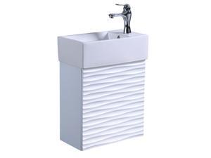 Ripple 17.75" Narrow Wall Mount Cabinet Vanity Sink White w/ Faucet and Drain Ripple 17.75" Narrow Wall Mount Cabinet Vanity Sink White w/ Faucet and Drain