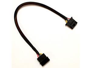 12" 4-Pin Molex Power Extension Cable with Black Sleeving and Black Connectors 12" 4-Pin Molex Power Extension Cable with Black Sleeving and Black Connectors
