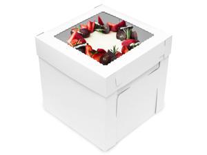 Spec101 | Cake Boxes with Window 25-Pack 12 x 12 x 8 Inch White Bakery Boxes